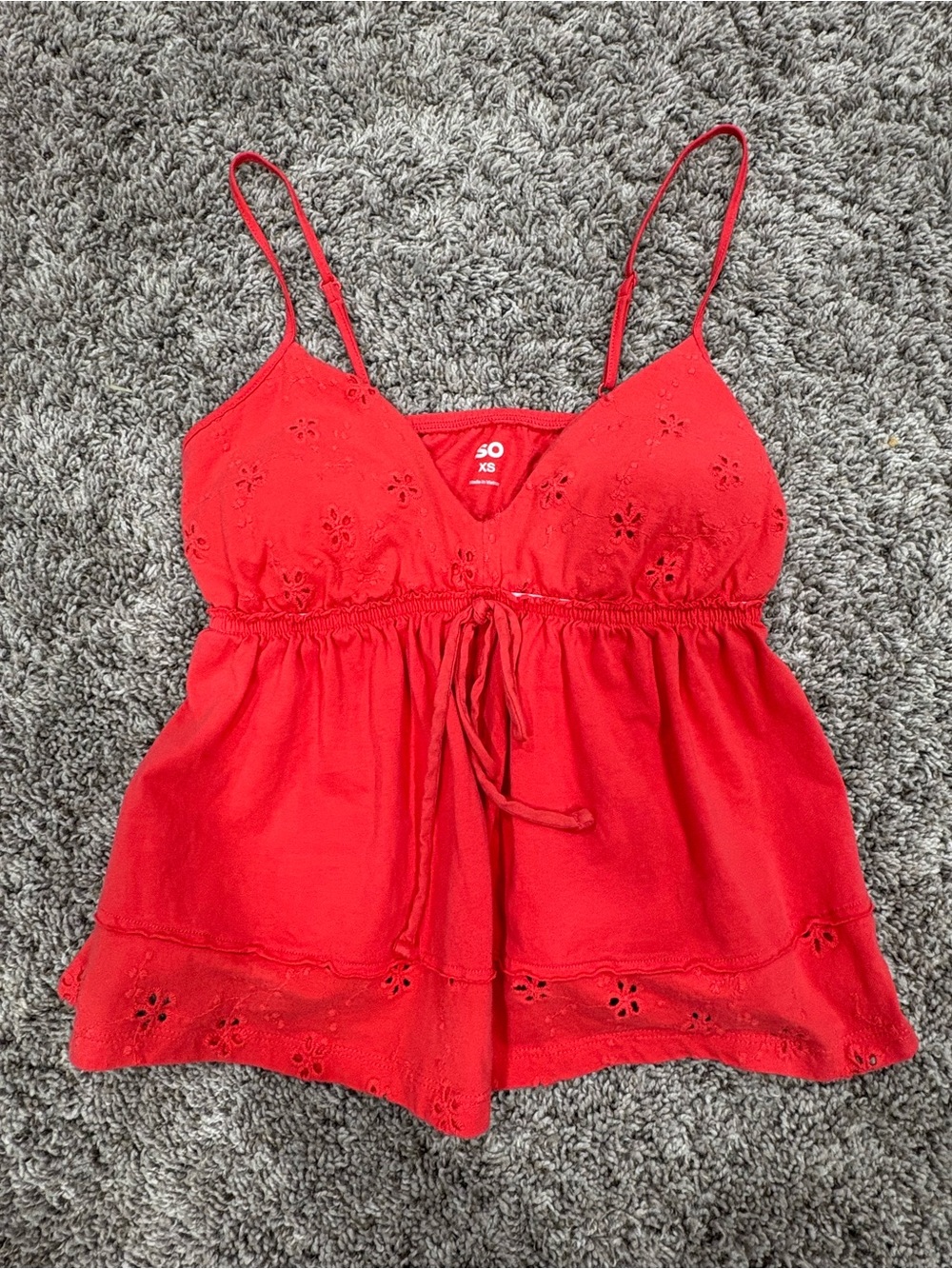 SO Red Eyelet Tie-Front Camisole (never worn)